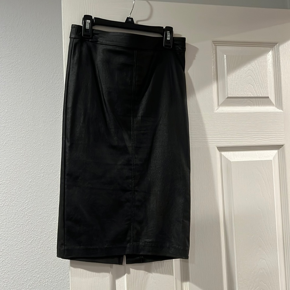 MIDI length vegan leather skirt